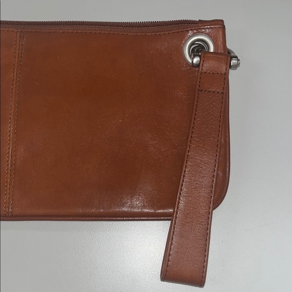 J Jill Brown Leather Wristlet Clutch/ one size preowned - Picture 2 of 11